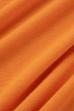 Magliette arancioni alla moda casual tinta unita con scollo a O