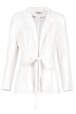 Белая модная повседневная однотонная повязка с отложным воротником, верхняя одежда