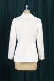 Prendas de abrigo de cuello vuelto de vendaje sólido informal de moda blanca