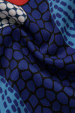 ブルーのセクシーなボヘミアンフローラルストラップデザインオフショルダーマキシドレス