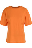 Orange Mode Casual Solid Basic O-hals T-shirts
