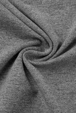イエロー ファッション カジュアル レタープリント シースルー スリット Oネック 半袖 ツーピース