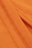 Magliette arancioni alla moda casual tinta unita con scollo a O