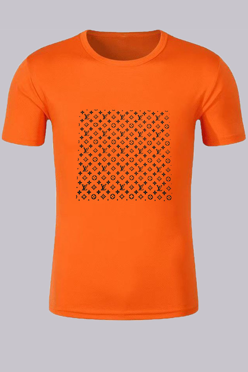 

Orange Fashion Street Print Letter O Neck T-Shirts