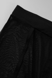Серый модный повседневный принт с буквенным принтом, прозрачный, с круглым вырезом, с коротким рукавом, из двух предметов
