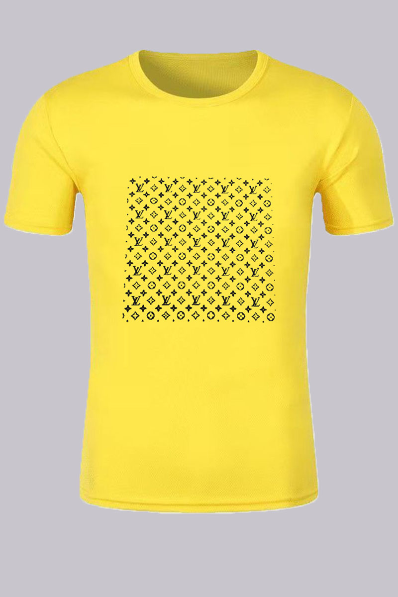 

Yellow Fashion Street Print Letter O Neck T-Shirts