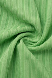 Vestidos con cuello vuelto y abertura en color verde claro, sexy, de patchwork liso