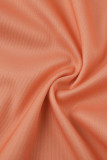 Orange Sexy Print Patchwork Schlitz O-Ausschnitt Gerade Kleider