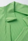 Robes à col rabattu fendues en patchwork uni sexy vert clair
