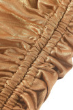 Burgund Elegant Solid Patchwork Asymmetrische Neckholder-Kleider