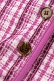 Розовый сексуальный клетчатый принт в стиле пэчворк с пряжкой и круглым вырезом без рукавов из двух частей