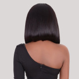 Zwarte mode Braziliaanse rechte korte bob pruiken met kanten voorkant