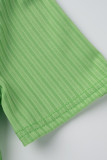 Vestidos de gola aberta sexy com fenda em patchwork sólido verde claro