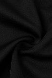 Black Casual Sportswear Solid Patchwork Zipper Zipper Collar Regular Rompers