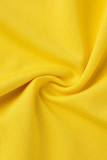 Due pezzi manica corta O collo con stampa casual giallo giallo