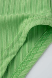 Светло-зеленые сексуальные однотонные лоскутные платья с отложным воротником и разрезом