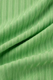 Robes à col rabattu fendues en patchwork uni sexy vert clair