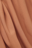 Коричневые повседневные однотонные повязки в стиле пэчворк с отложным воротником и пряжкой Платье-рубашка Платья