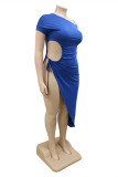 White Fashion Casual Solid Bandage Hollowed Out Asymmetrical O Neck Plus Size Tops