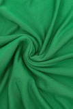 Groene sexy effen patchwork rugloze rechte jumpsuits met o-hals