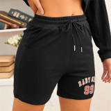 Shorts preto moda casual estampa básica regular cintura alta