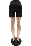 Pantalones cortos básicos de cintura alta con estampado casual de moda negro
