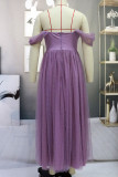 Фиолетовые сексуальные элегантные однотонные лоскутные вечерние платья без бретелек