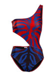 Roupas de banho sem costas com estampa sexy vermelho azul fashion (com enchimentos)