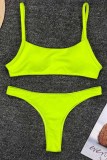 Rose Red Fashion Sexy Solid Backless Swimwears (With Paddings)