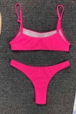 Rose Red Fashion Sexy Solid Backless Swimwears (Met Paddings)