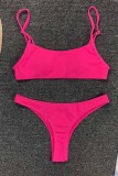 Розово-красные модные сексуальные однотонные купальники с открытой спиной (с прокладками)