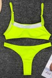 Флуоресцентные желтые модные сексуальные однотонные купальники с открытой спиной (с прокладками)
