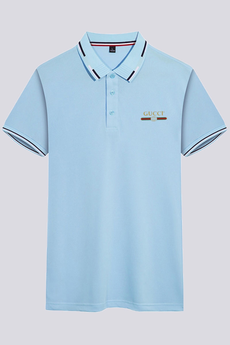 Baby Blue Fashion Casual Print Letter POLO collar Tops
