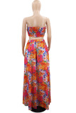 Colour Sexy Print Patchwork Strapless Sleeveless Two Pieces