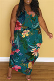 Абрикосовое модное повседневное платье больших размеров с принтом и открытой спиной, длинное платье на тонких бретелях