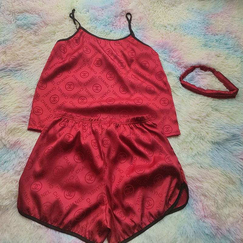 

Deep Red Fashion Living Print Split Joint Sleepwear