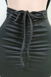Vestidos de saia em um decote preto sexy com patchwork vazado