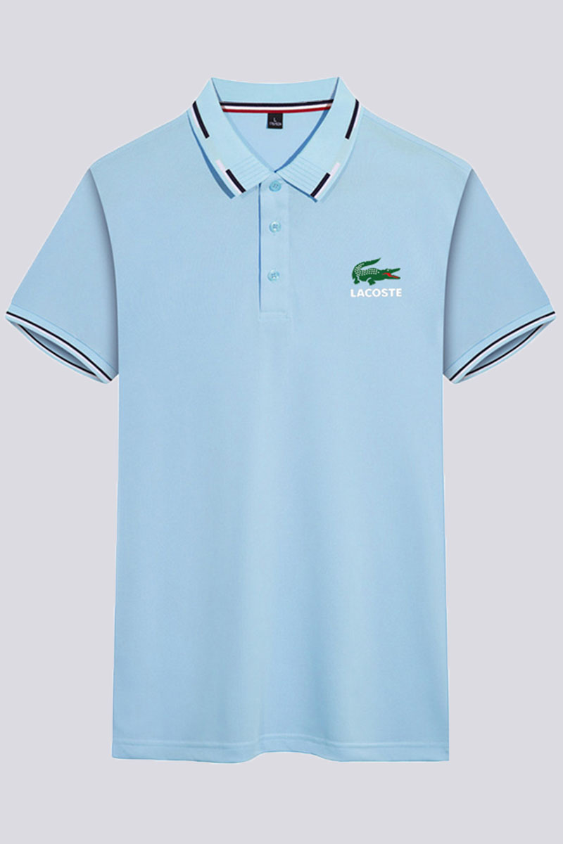 

Baby Blue Fashion Casual Print Letter POLO collar Tops