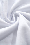 Белый повседневный однотонный пэчворк с завязками и круглым вырезом с короткими рукавами из двух частей