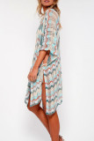 Tangerine Sexy Print Hollowed Out Patchwork Swimwears Cover Up