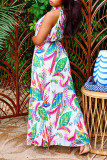 Multicolor Casual Print Patchwork O Neck A Line Dresses