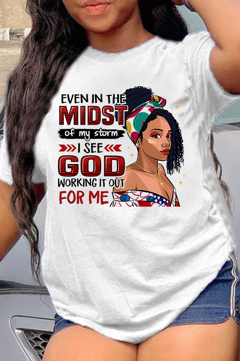 

Red Fashion Casual Print Basic O Neck T-Shirts