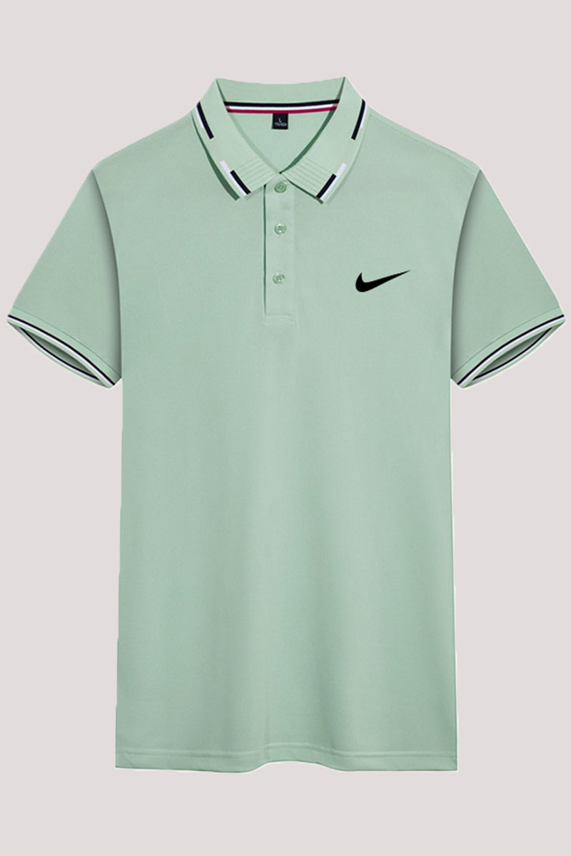 

Light Green Fashion Casual Print Split Joint POLO collar Tops