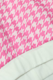 Due pezzi rosa sexy con stampa benda patchwork scollo a V manica corta