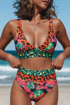 Multicolor Mode Sexy Print Backless Swimwears (Met Paddings)