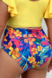 Multicolor Fashion Sexy Print Basic Plus Size Swimwear Pants (Only Swimwear Pants)