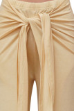 Абрикосовый сексуальный однотонный бандаж в стиле пэчворк с открытой спиной и лямкой из двух предметов