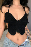 Черные модные сексуальные лоскутные повязки с открытой спиной и лямкой на шее