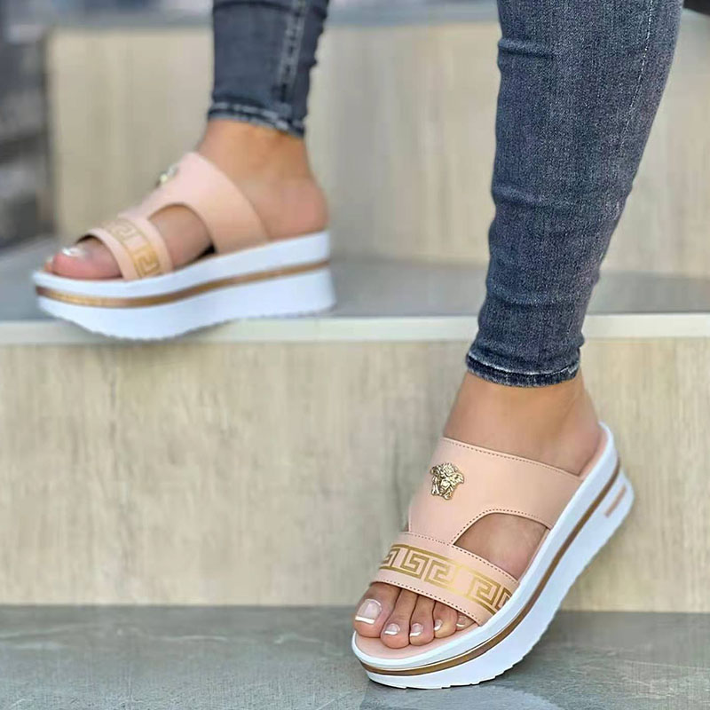 

Apricot Fashion Casual Split Joint Fish Mouth Comfortable Shoes