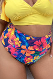 Multicolor Fashion Sexy Print Basic Plus Size Swimwear Pants (Only Swimwear Pants)